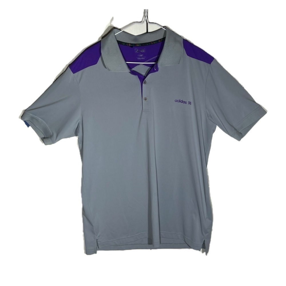Adidas - Men’s Golf Shirt Collared Polo - Large - Purple and Gray